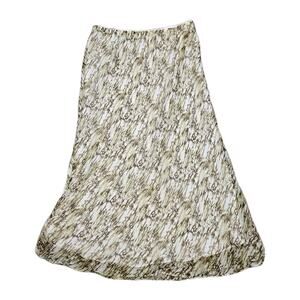 Vtg Bob Mackie Silk Midi Skirt Womens 14 Green Brown Abstract Fairycore Y2K Boho